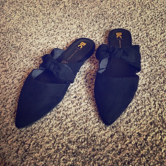 🌸BC footwear🌸 NIB Black Bow Point Slides - Picture 1 of 5
